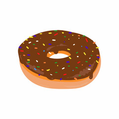 Chocolate Rainbow Sprinkle Donut Illustration