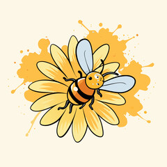 A watercolor-painting-of-a-detailed-honeybee 