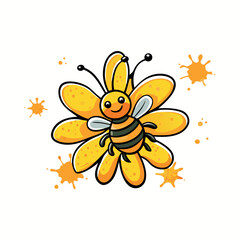 A watercolor-painting-of-a-detailed-honeybee 