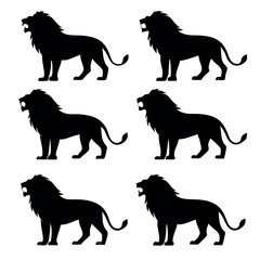 Black-6-silhouette-set-of 6-lion 