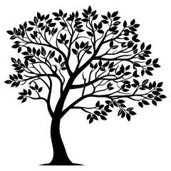 Black-silhouettes-set-of-blooming-tree 