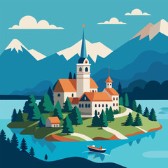 Bled Slovenia aerial-view-of-beautiful-lake 