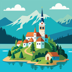 Bled Slovenia aerial-view-of-beautiful-lake 