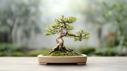 Bonsai tree in elegant pot