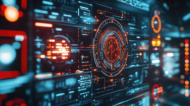 A close-up of an aircraft cockpit dashboard with illuminated digital displays.