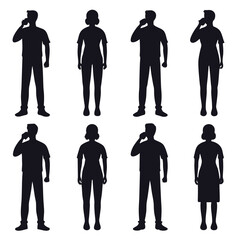 Collection of people drinking in silhouette style.