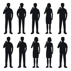 Collection of people drinking in silhouette style.