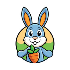 A mascot logo of a adorable bunny holding 