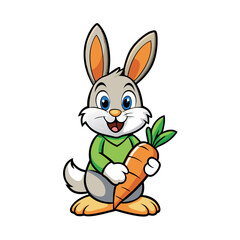 A mascot logo of a adorable bunny holding 