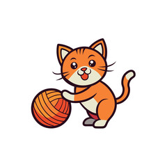 A mascot logo of a playful tabby cat.