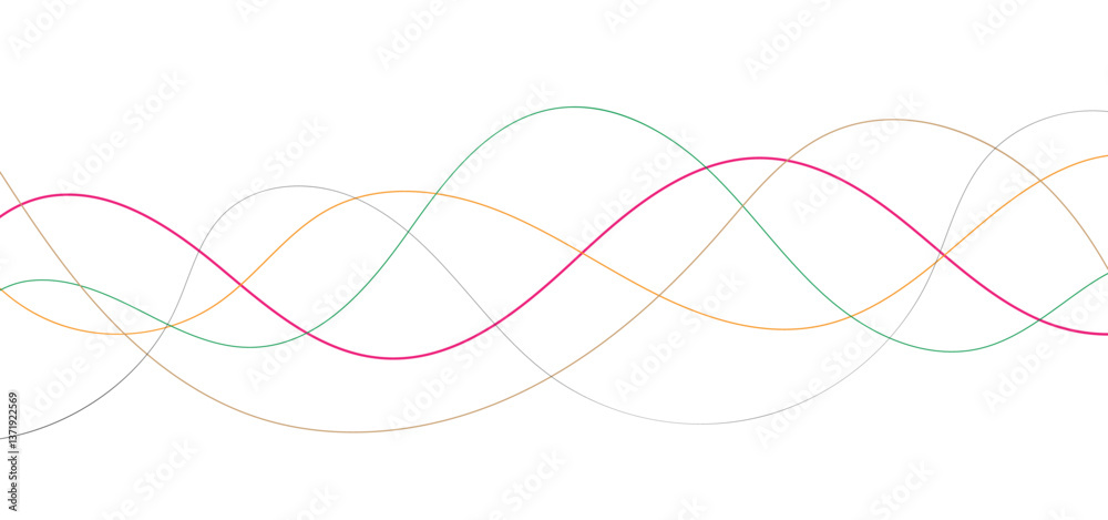 Fototapete abstract random colorful line pencil art abstract vector background. curve wave seamless pattern. li