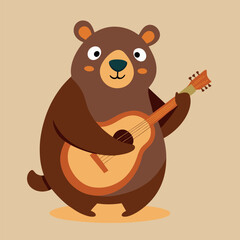 Cute bear playing balalaika 