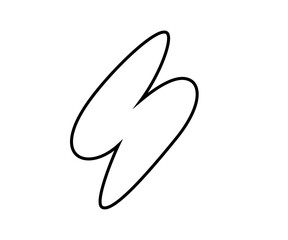 Cute doodle lightning line shape. Journal bullet sticker. Diary planner frame. Hand drawn organic blob. Doodle lightning speech bubble. Girly notepad. Vector illustration isolated on white background.