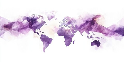 World Lupus Day Abstract watercolor world map in purple with soft brush stroke effects