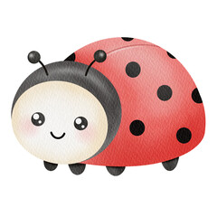 Cute Watercolor Ladybug Illustration.