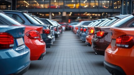 A bustling used car lot with rows of cars, showcasing a mix of modern and older models for sale.