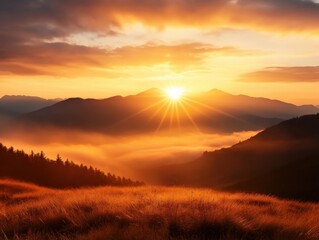 Sunrise over mountain landscape
