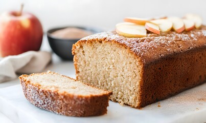 A homemade apple cinnamon cake on a kitchen counter,Generative AI