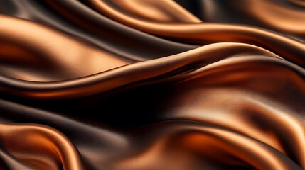 Obraz premium A silky texture in shades of rich chocolate brown and bronze, with intricate folds and highlights that create a warm, luxurious feel,