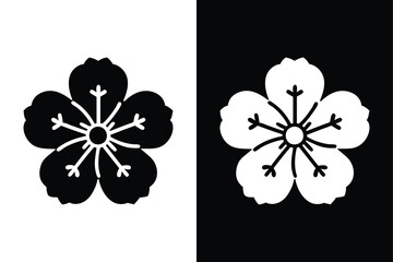 Cherry Blossom Silhouette. Black & White Sakura Vector Art