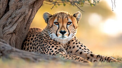 Cheetah resting under tree (1)
