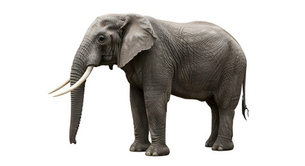 Obraz premium Majestic African Elephant with Large Tusks and Powerful Stance - Realistic 4K Wildlife Photography