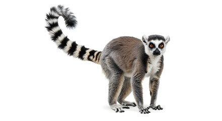 Fototapeta premium Realistic Lemur Side Profile with Striped Tail - Madagascar Wildlife in 4K Studio Photography