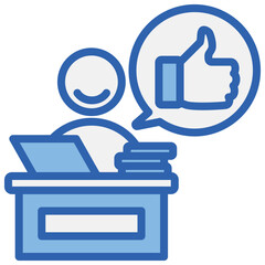 Job Satisfaction Blue White Icon