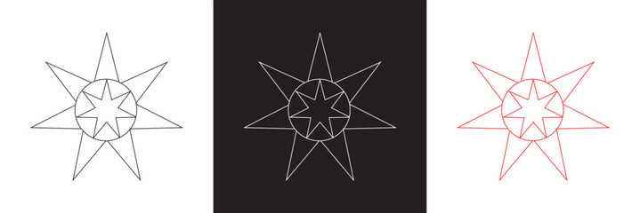 Black, red and white linear Arabic oriental floral  icon elements. Traditional arabesque icons, ornaments and patterns. Vector illustration. isolated on white and black background. EPS 10