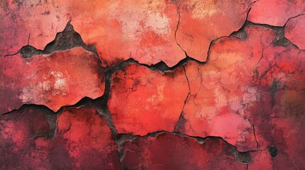 Obraz premium Red Cracked Texture Background with Rough Surface and Unique Pattern for Artistic, Design, and Abstract Projects