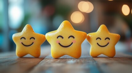 A 5-star review icon appearing after a customer is interaction with a support agent, with positive emojis and feedback.