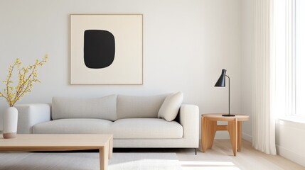 Home interior with sofa and decor