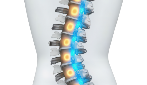 Spinal Cord Anatomy with Neural Pathways PNG