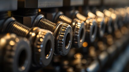 A row of ceramic-coated metal components used for industrial purposes.