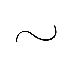 Slim tilde symbol in outline hand drawn style. Vector illustration isolated on white background. For typography, font, shop, logo, alphabet, sales, signboard, education, branding, presentation.