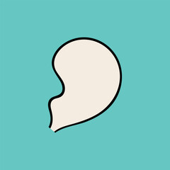 Simple, light beige speech bubble, outlined in black, against a teal background