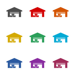 Fototapeta premium Warehouse flat icon isolated on white background. Set icons colorful