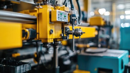 Injection molding machine producing precision plastic automotive parts.