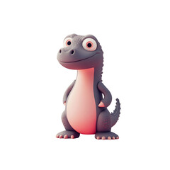 Obraz premium Adorable 3D Render of a Cartoon Dinosaur, Happy and Playful Baby Dino Character