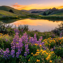 sunset in the mountains