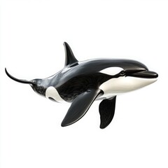 Fototapeta premium Dynamic Orca Illustration with Distinctive Black and White Markings - Perfect Stock Image for Marine Wildlife and Ocean Themes