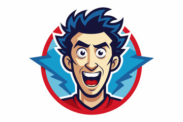 crazy man vector logo