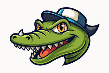 crocodile head with nice cap logo vector