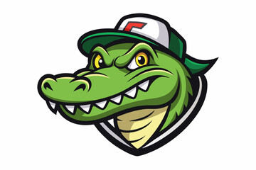 crocodile head with nice cap logo vector