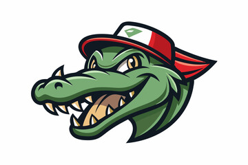 crocodile head with nice cap logo vector