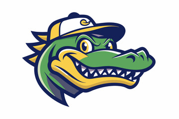 crocodile head with nice cap logo vector