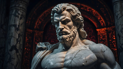 Majestic Marble Statue of a Powerful God