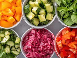 Bowls of fresh colorful vegetables