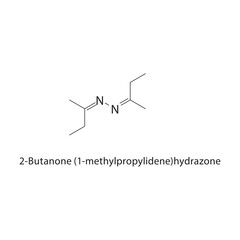 2-Butanone (1-methylpropylidene)hydrazone skeletal structure. Hydrazone compound schematic illustration. Simple diagram, chemical formula.