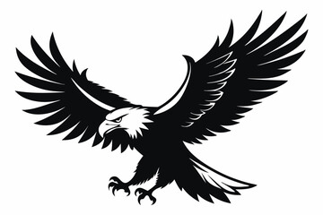 flying bald eagle black and white silhouette vector